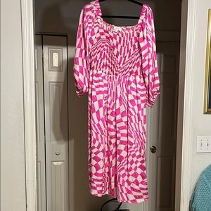 Pink Checkered Dress 2x